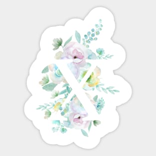 Botanical alphabet X green and purple flowers Sticker